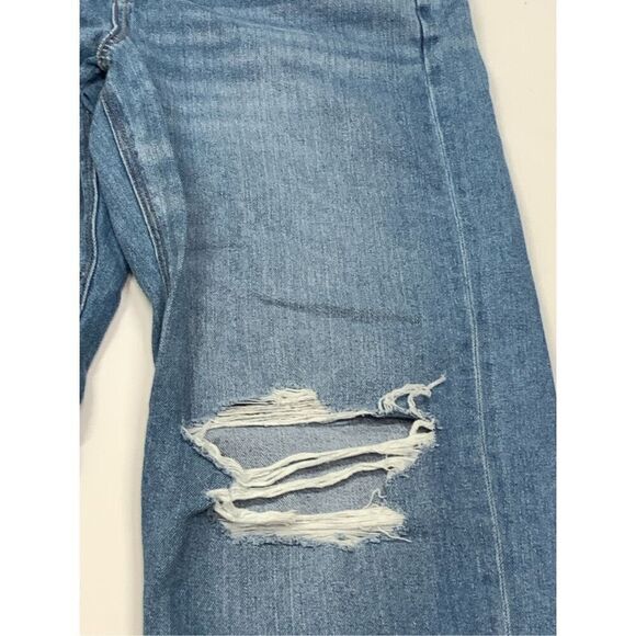 American Eagle Womens Distressed High-Rise Straight Jeans Light Wash Size 10 - Picture 6 of 11